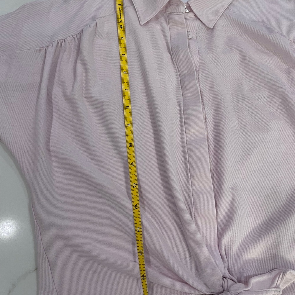 MASSIMO DUTTI pink cropped tie front blouse. Size Small - Picture 6 of 7